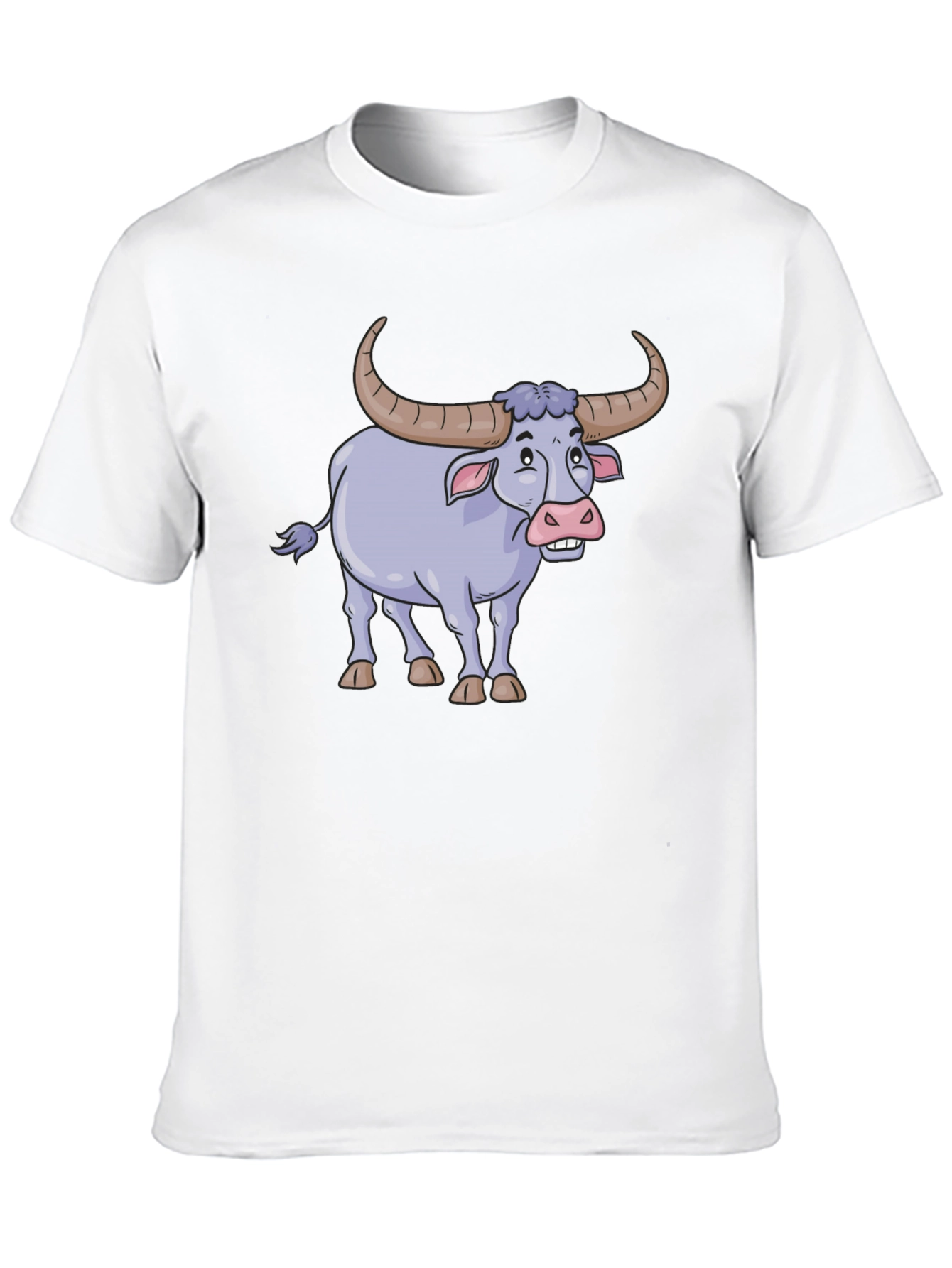 Funny Cartoon Buffalo Graphic Tee - Black