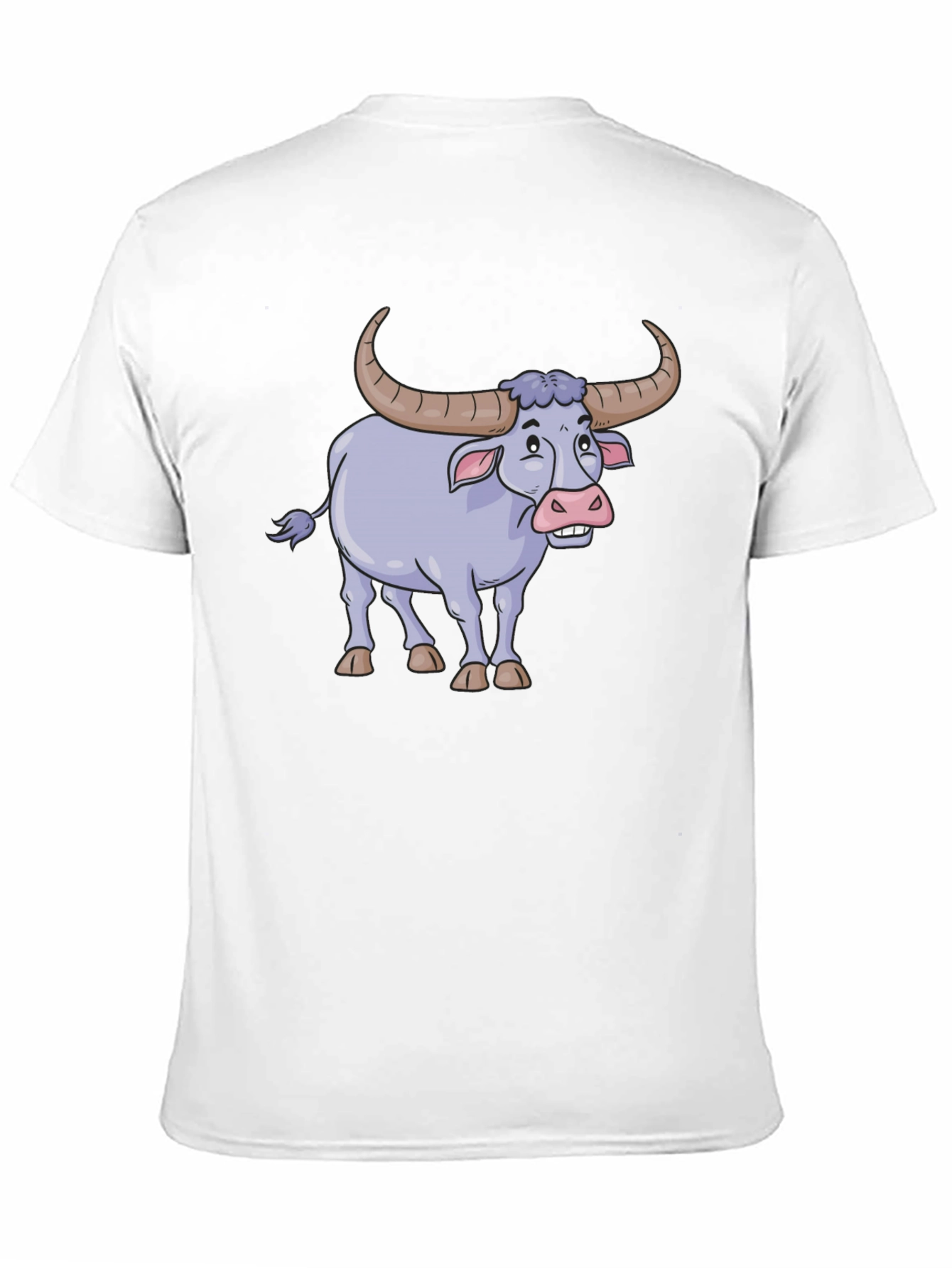 Funny Cartoon Buffalo Graphic Tee - Black