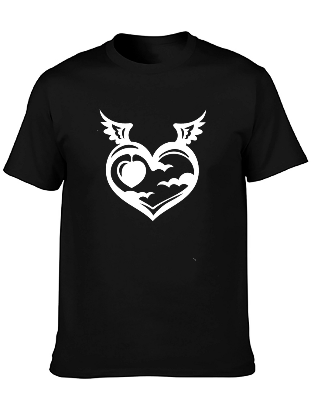 Heart Wings Graphic Black T-Shirt