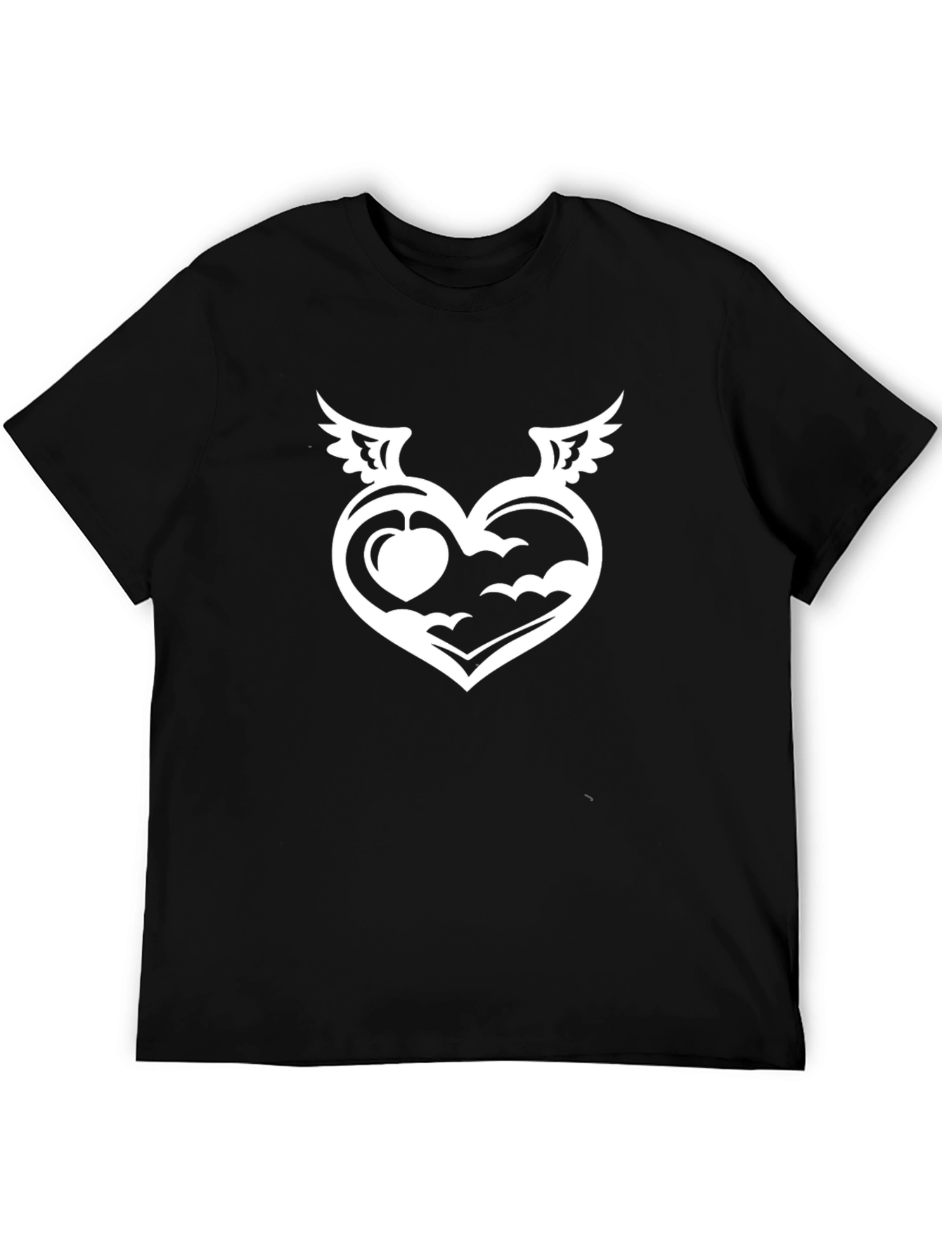 Heart Wings Graphic Black T-Shirt