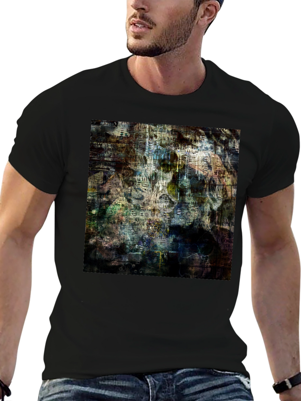 Abstract Art Graphic Print Black T-Shirt