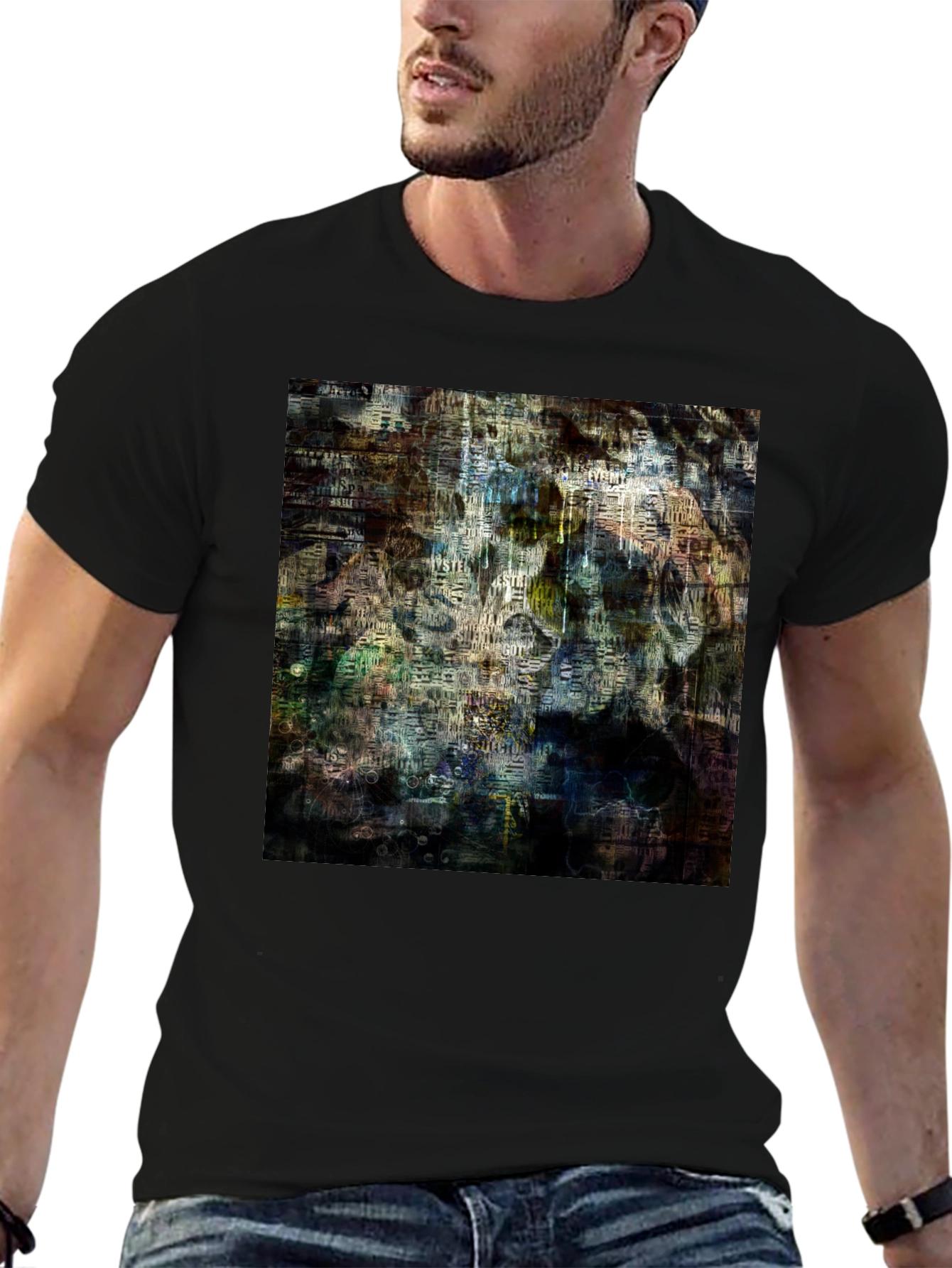 Abstract Art Graphic Print Black T-Shirt
