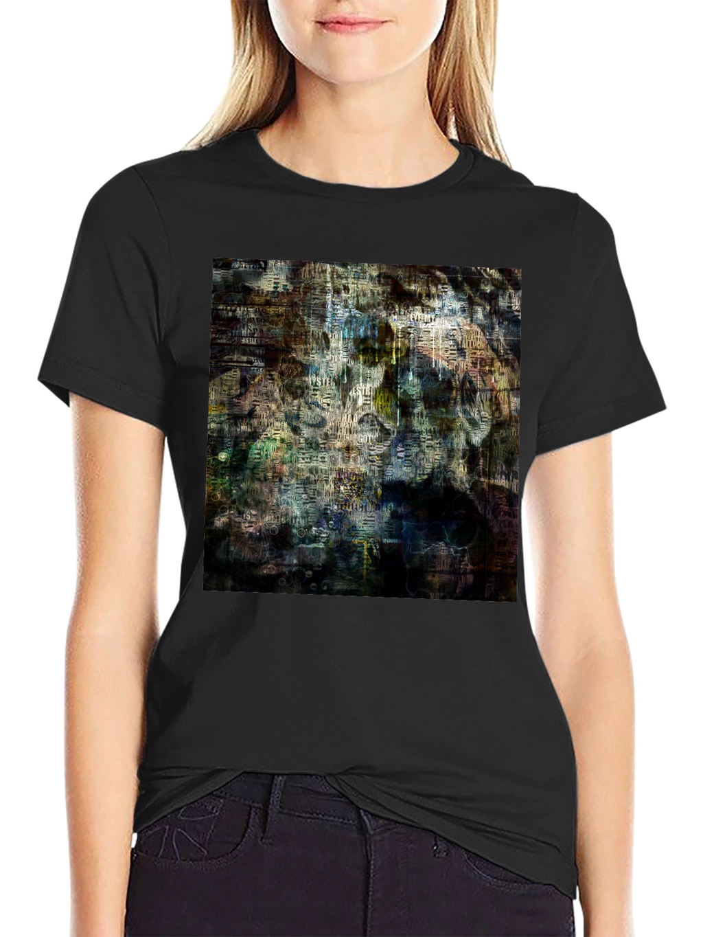 Abstract Art Graphic Print Black T-Shirt