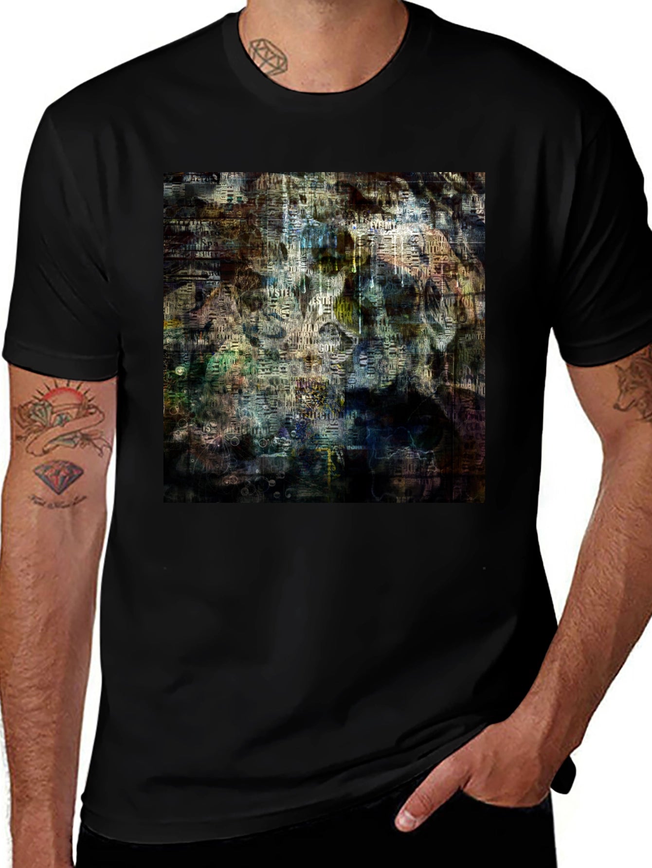 Abstract Art Graphic Print Black T-Shirt