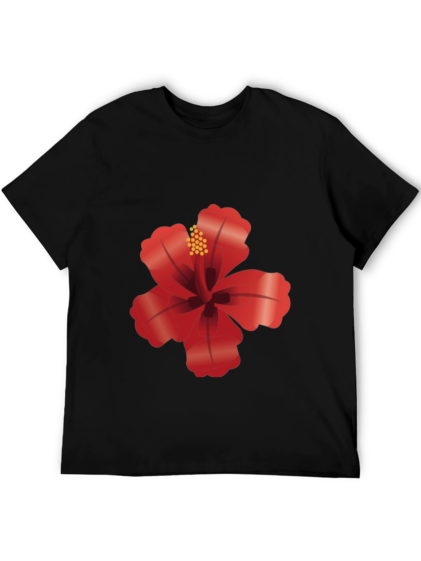 Hibiscus Flower Graphic Black T-Shirt