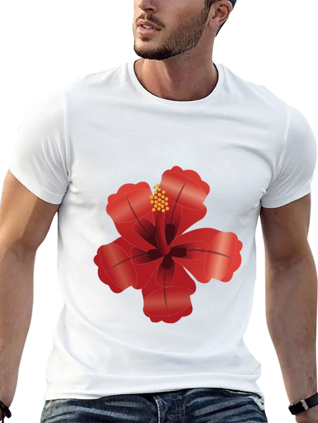 Hibiscus Flower Graphic Black T-Shirt