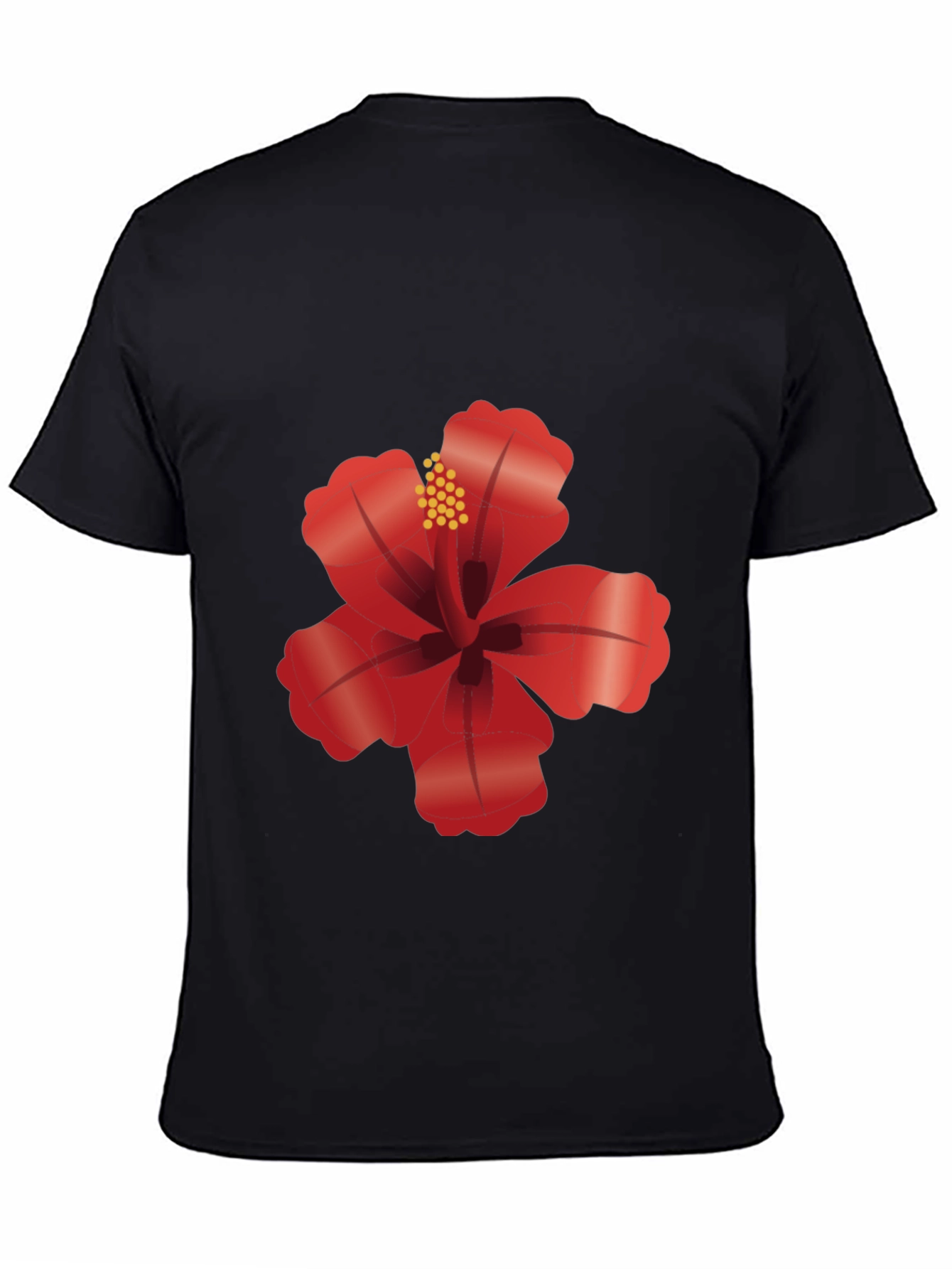 Hibiscus Flower Graphic Black T-Shirt