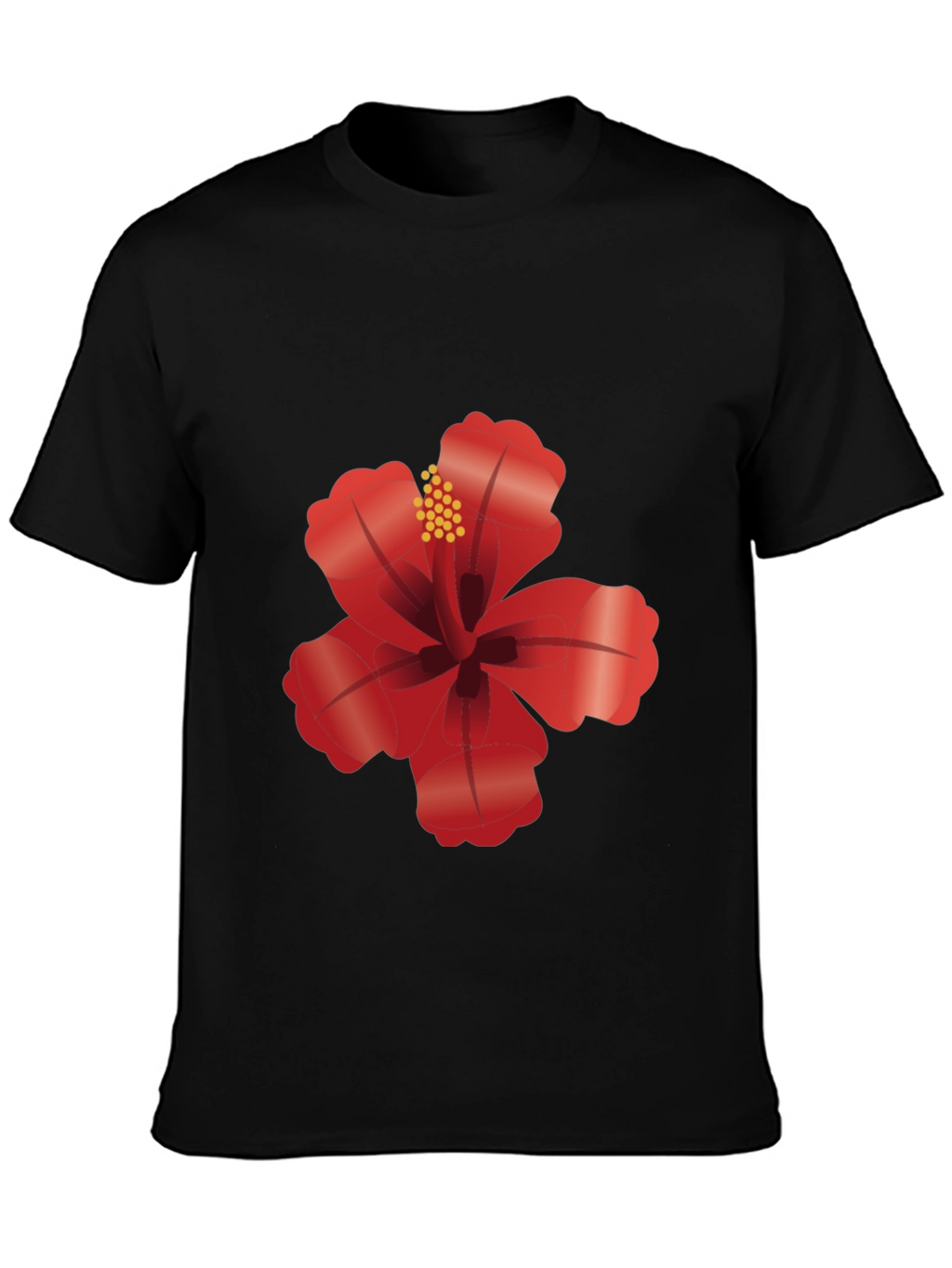 Hibiscus Flower Graphic Black T-Shirt