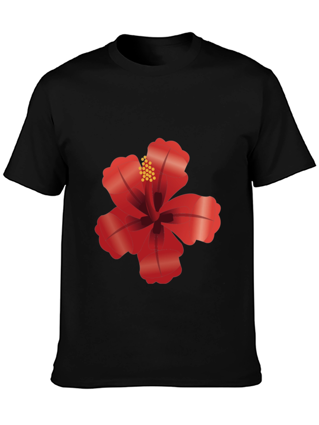 Hibiscus Flower Graphic Black T-Shirt