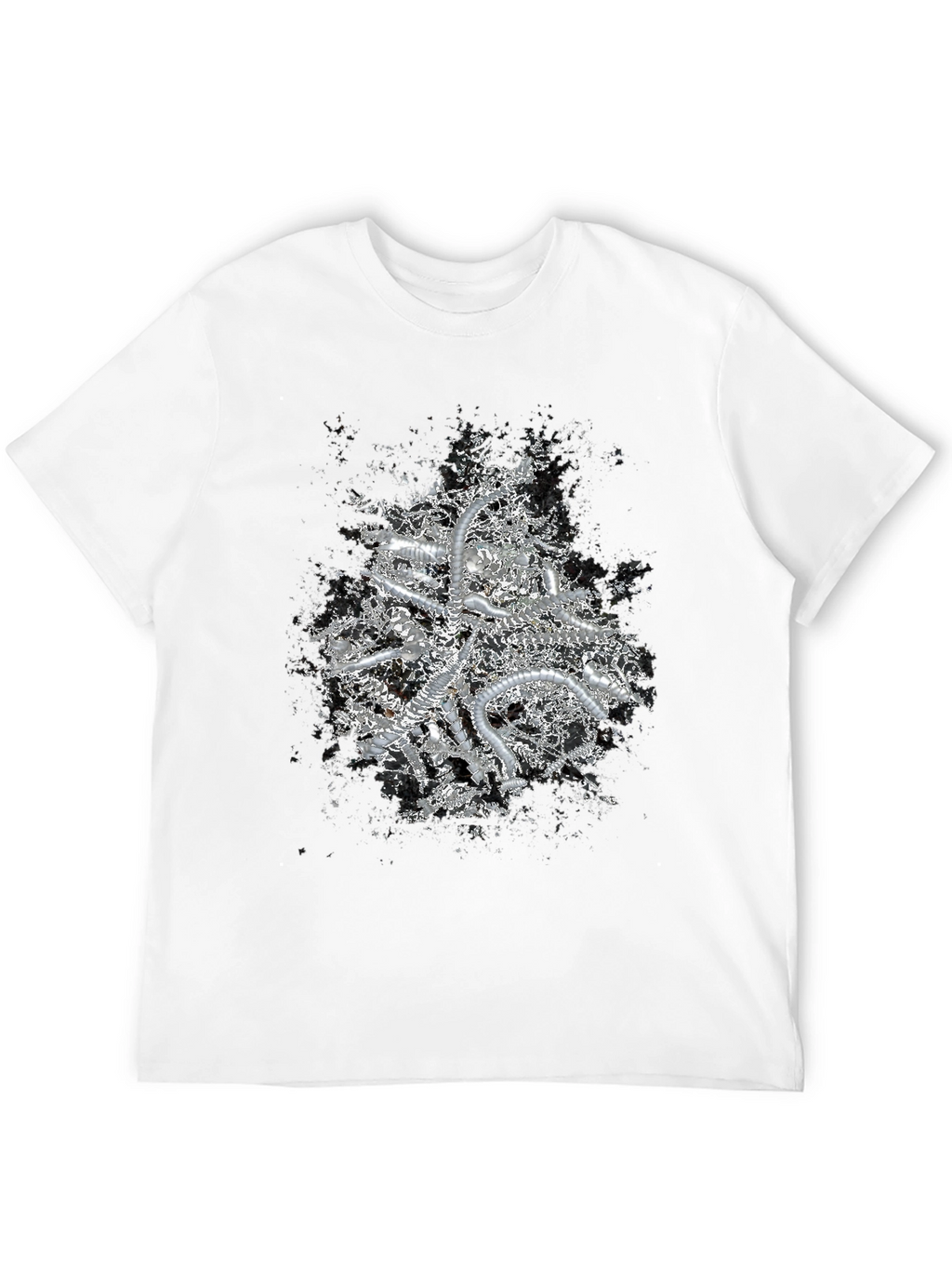 Abstract Metallic Print Black T-Shirt
