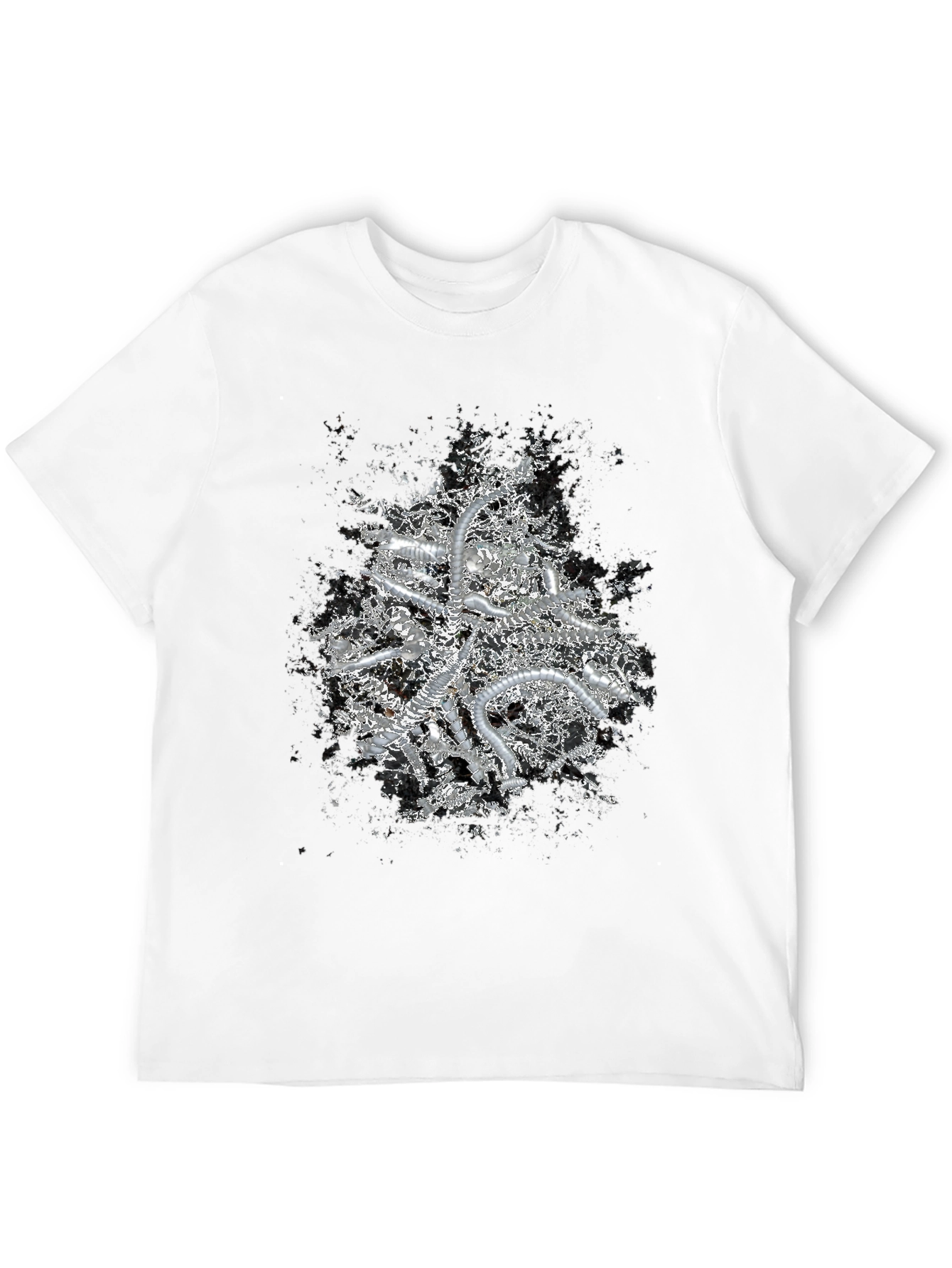 Abstract Metallic Print Black T-Shirt