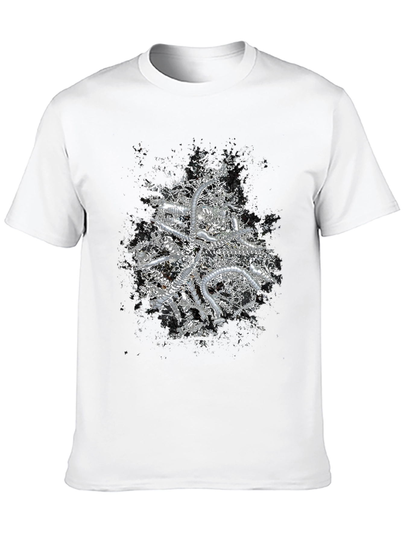 Abstract Metallic Print Black T-Shirt