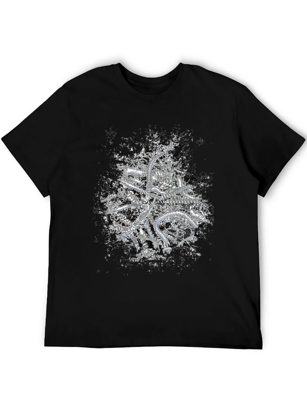 Abstract Metallic Print Black T-Shirt