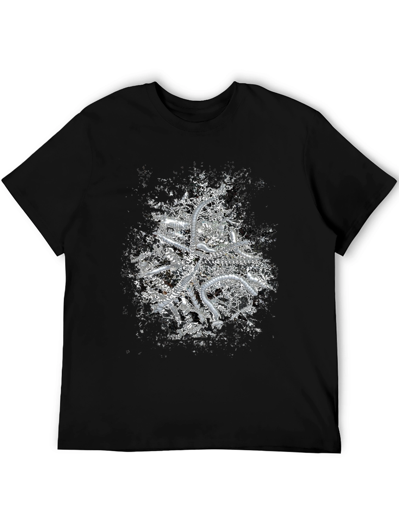 Abstract Metallic Print Black T-Shirt