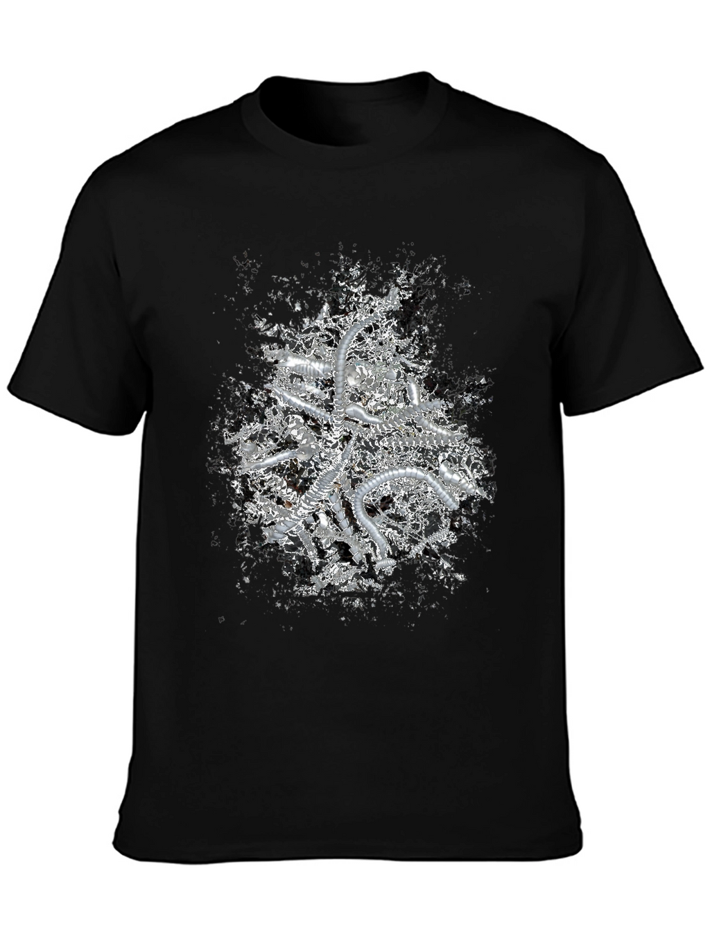 Abstract Metallic Print Black T-Shirt