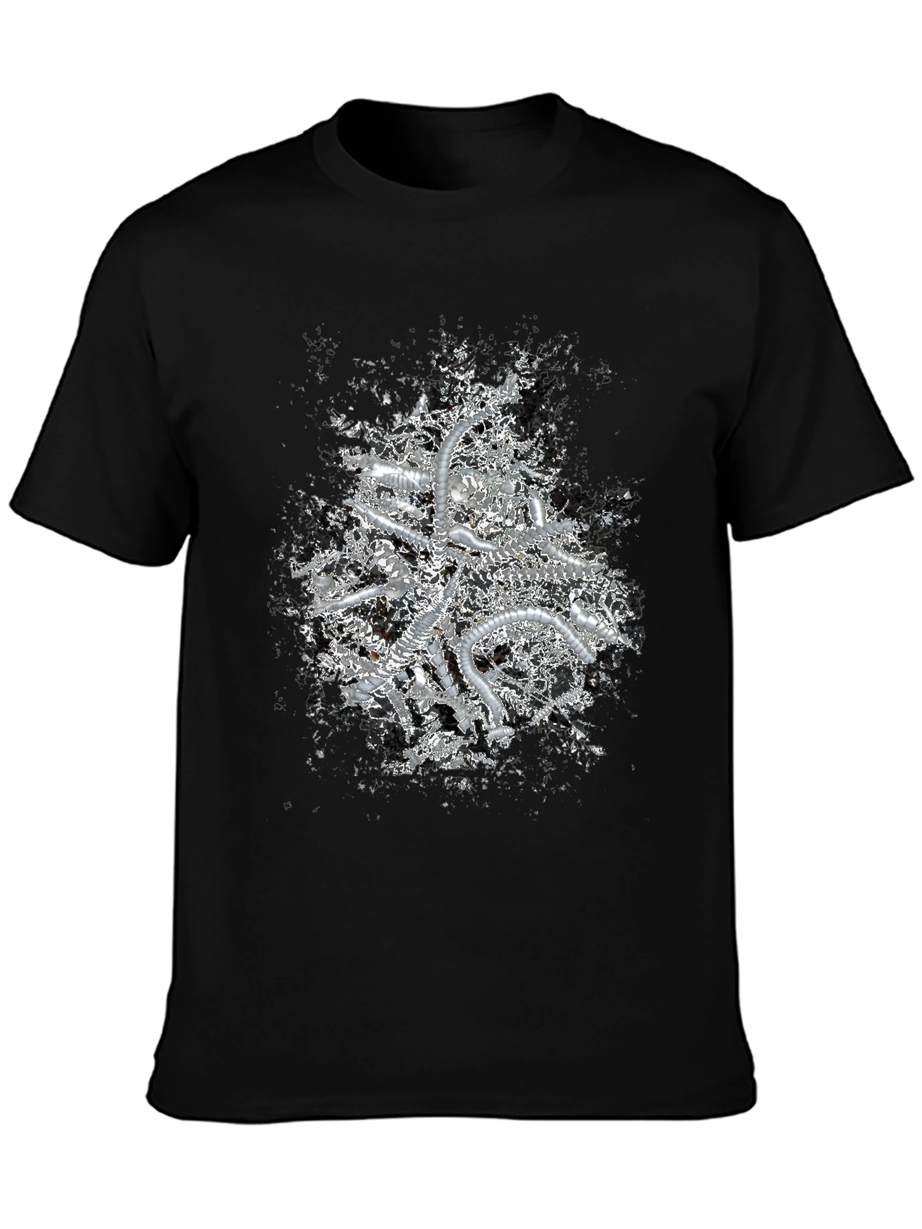 Abstract Metallic Print Black T-Shirt