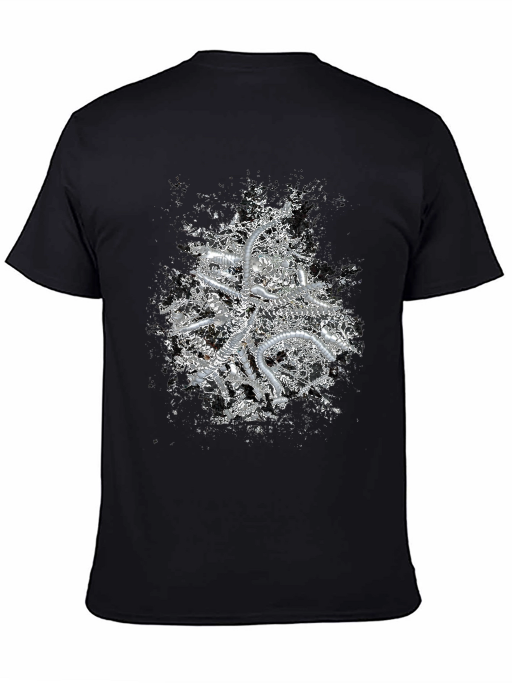 Abstract Metallic Print Black T-Shirt