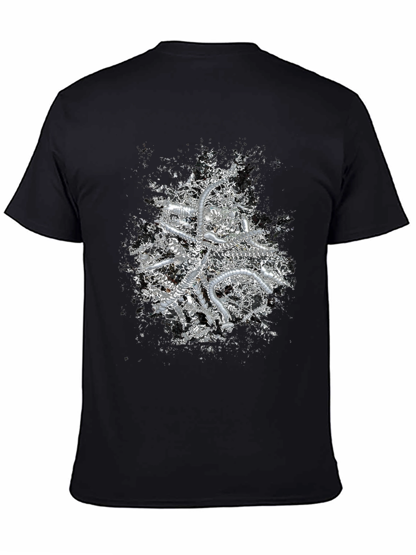 Abstract Metallic Print Black T-Shirt
