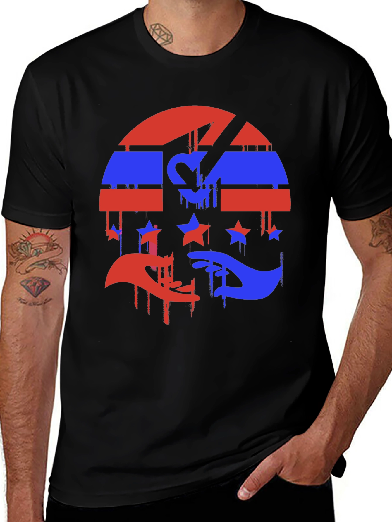 Abstract USA Flag Graphic T-Shirt