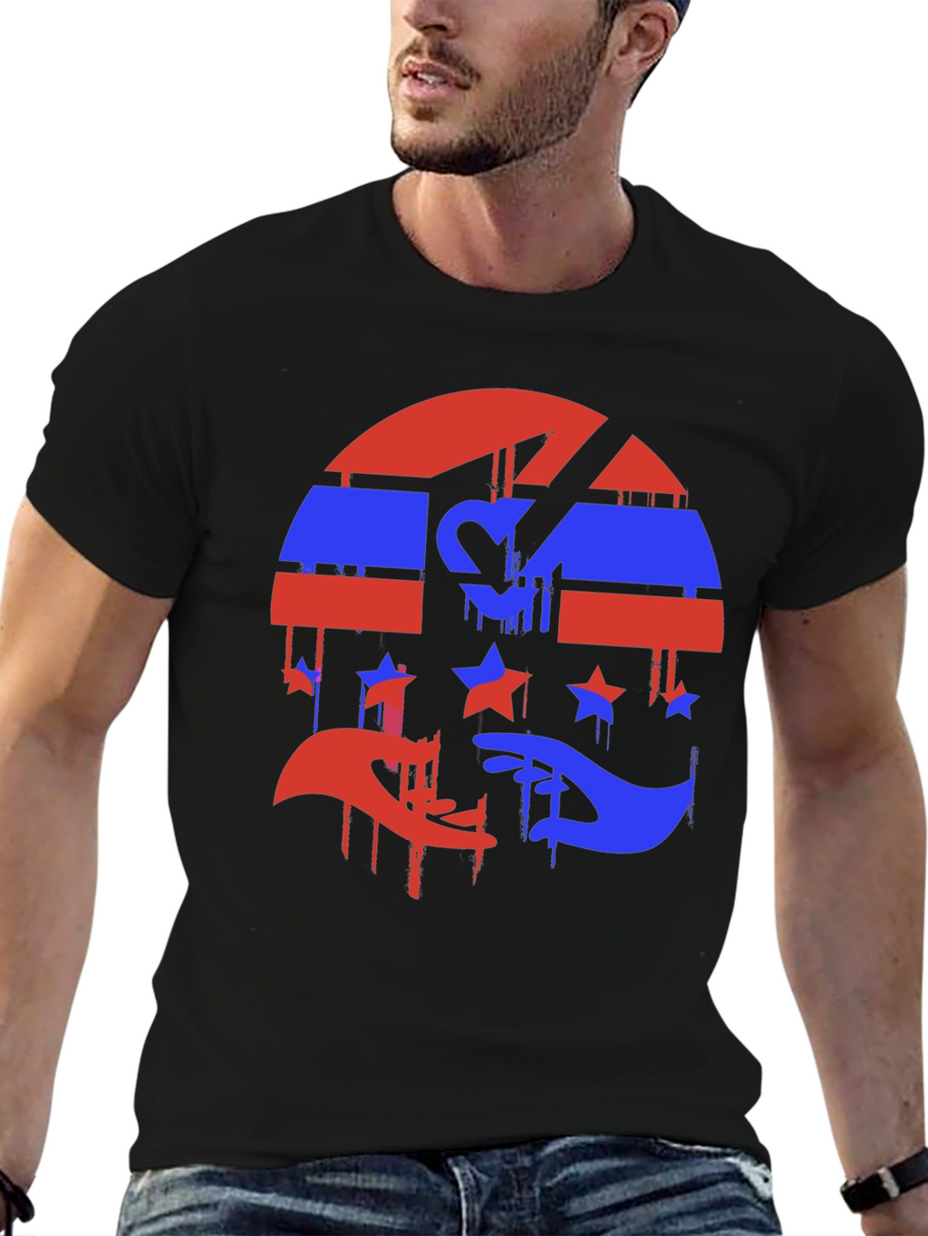 Abstract USA Flag Graphic T-Shirt