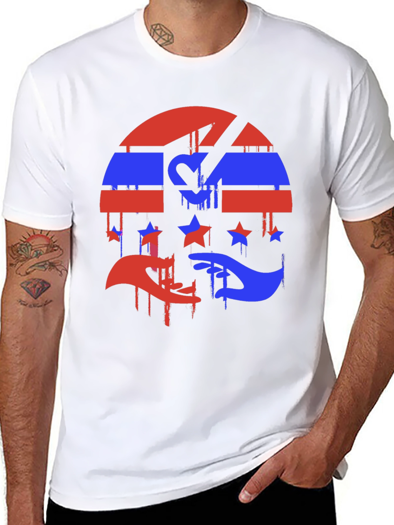 Abstract USA Flag Graphic T-Shirt