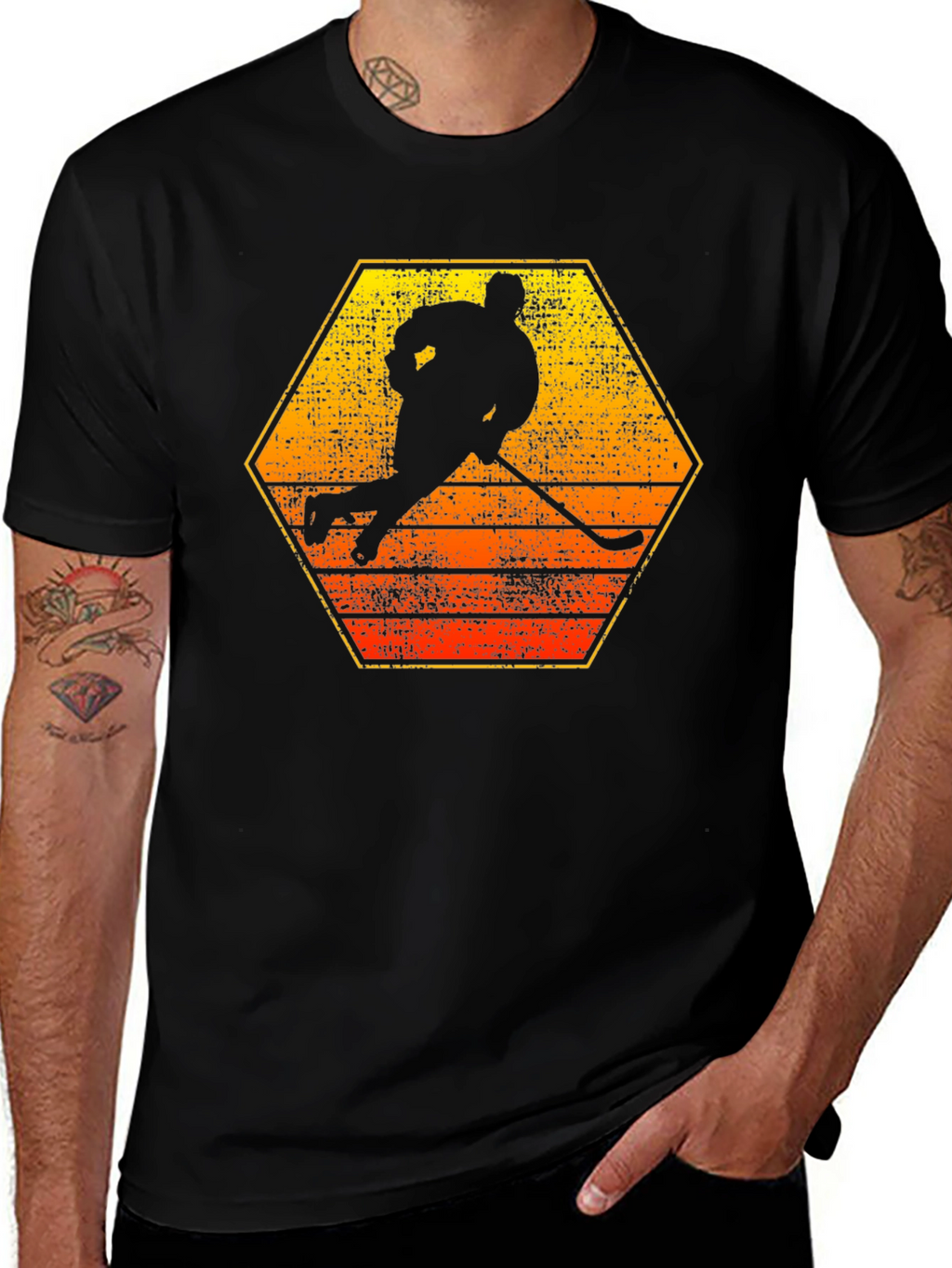 Hockey Player Silhouette Graphic Tee