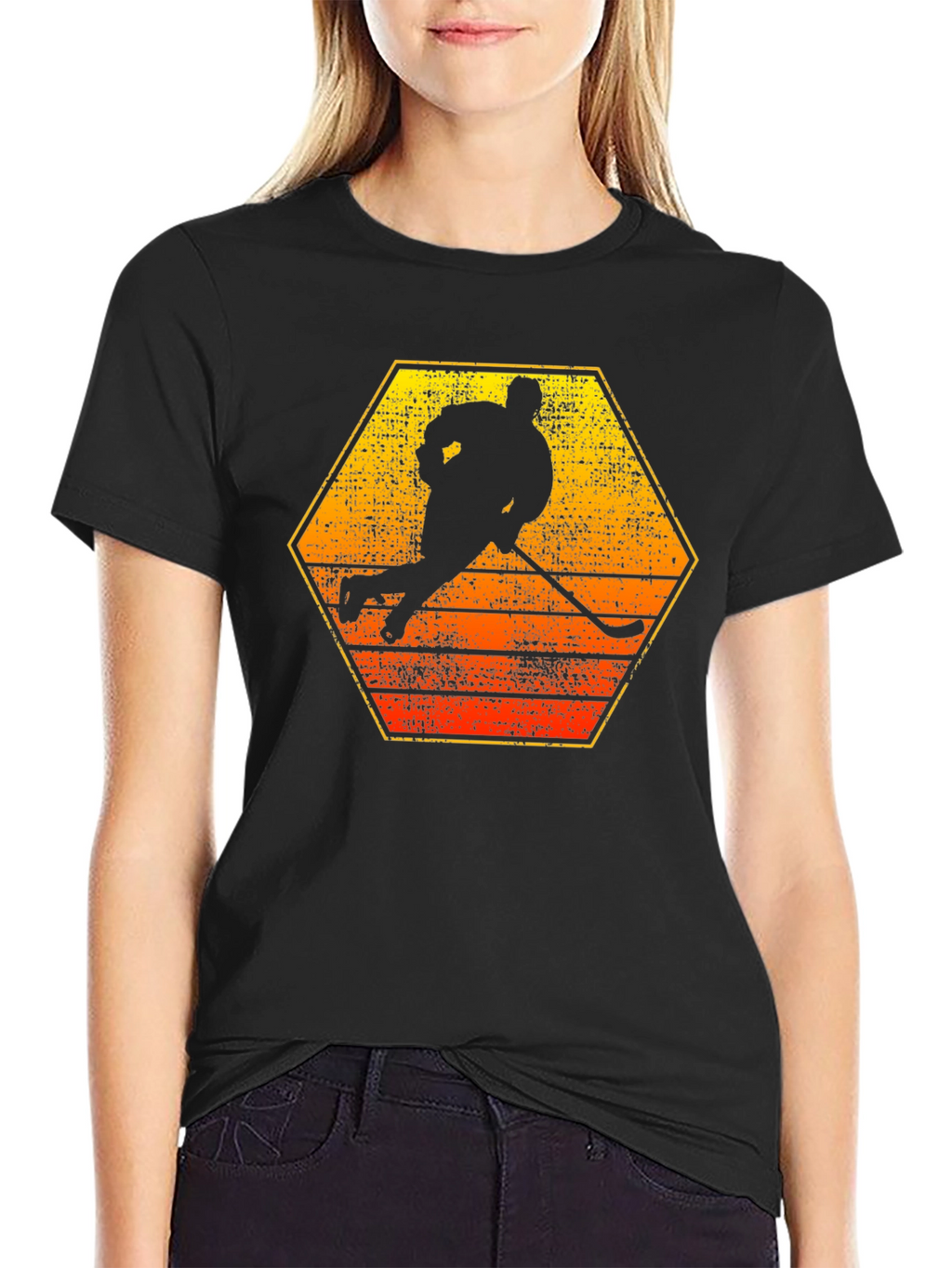 Hockey Player Silhouette Graphic Tee