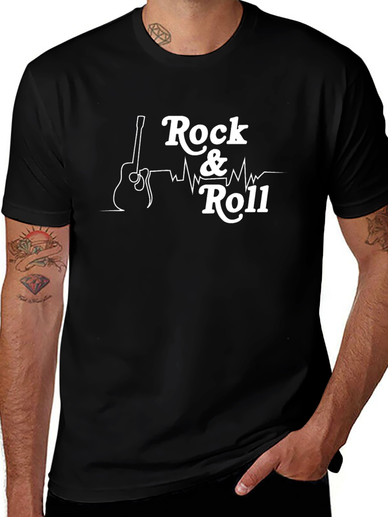 Rock & Roll Guitar Graphic Tee - Classic Black