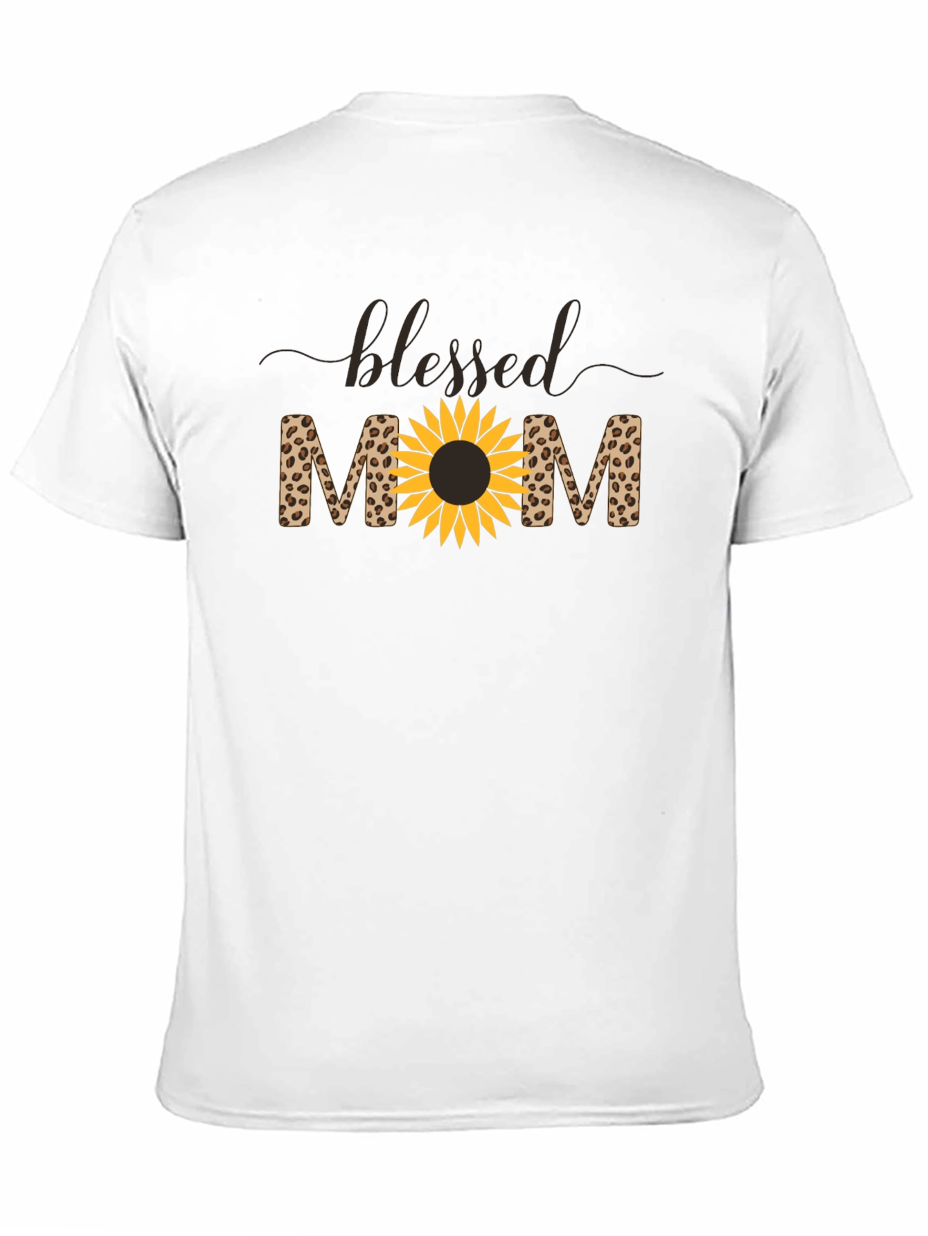 Blessed Mom Leopard Sunflower Graphic T-Shirt
