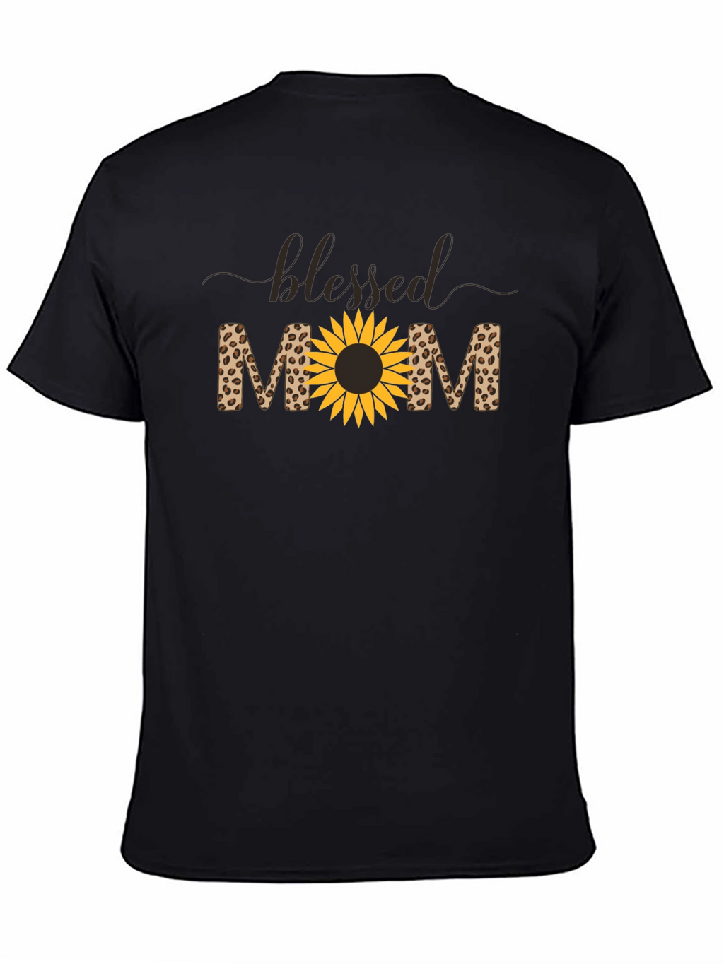 Blessed Mom Leopard Sunflower Graphic T-Shirt