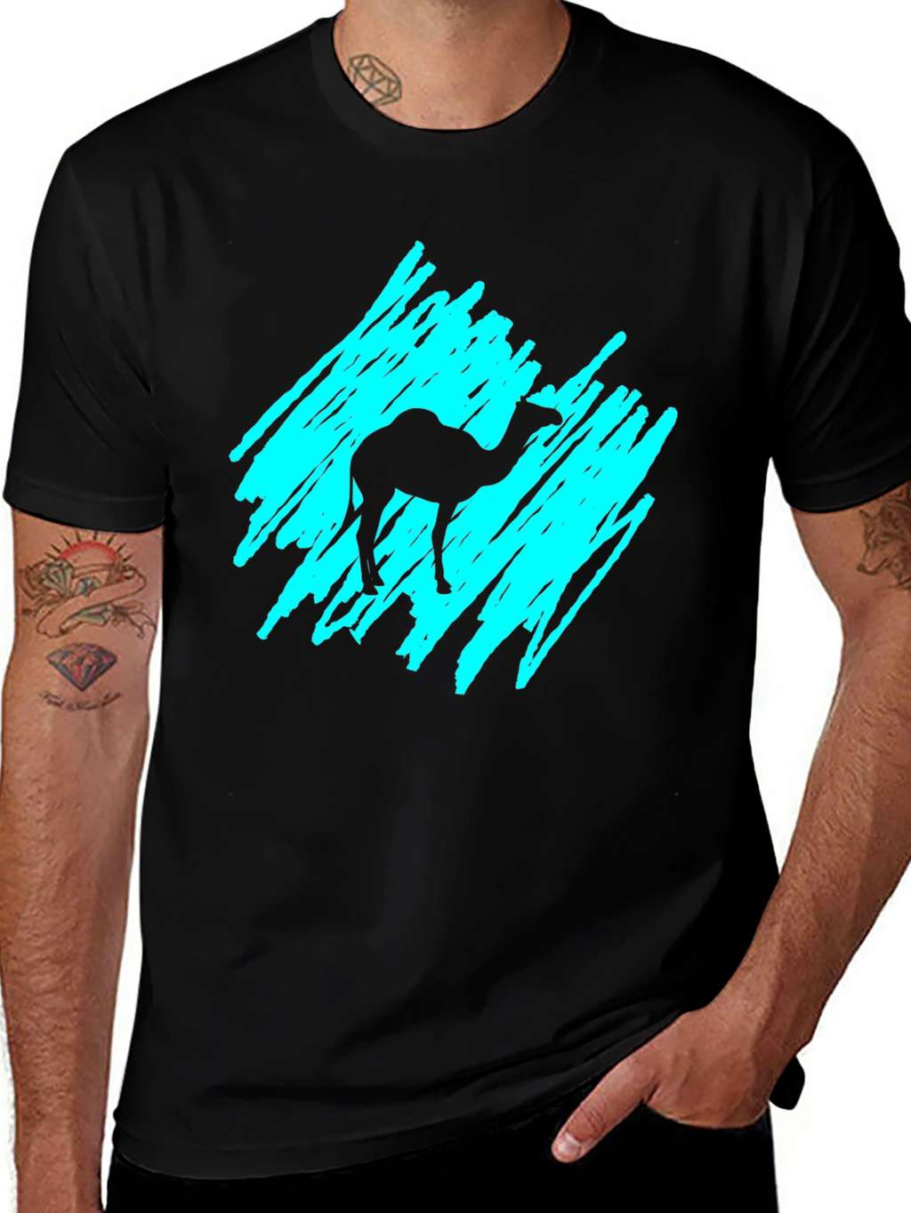 Camel Silhouette Graphic T-Shirt - Black