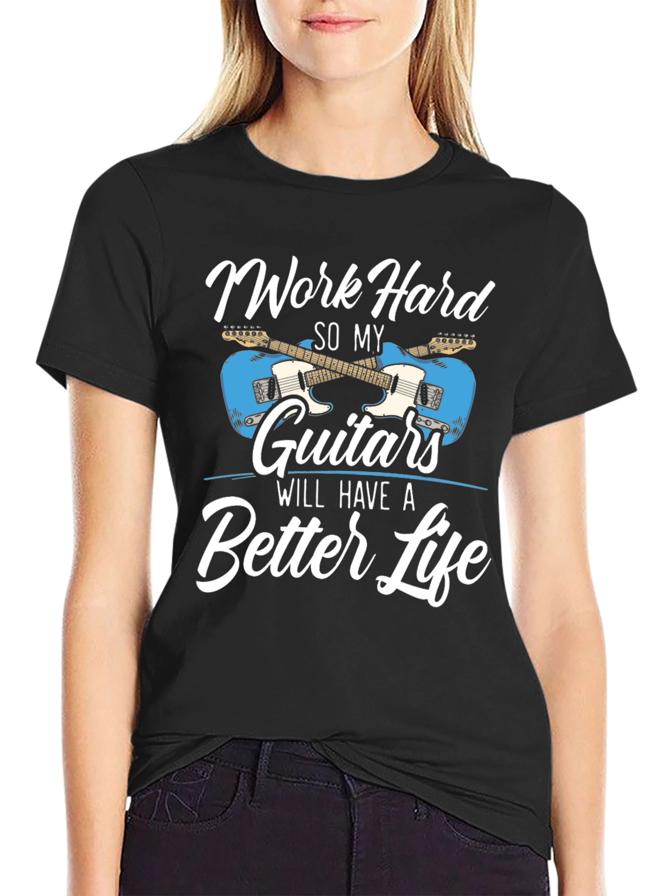 Work Hard Guitars T-Shirt - Musician Tee
