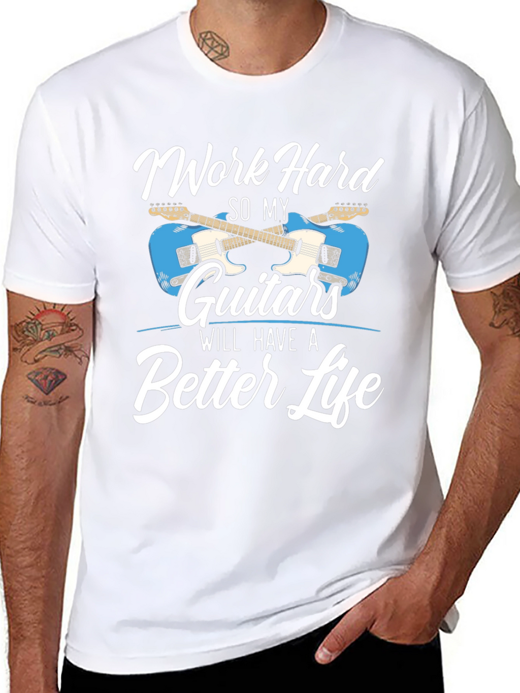 Work Hard Guitars T-Shirt - Musician Tee