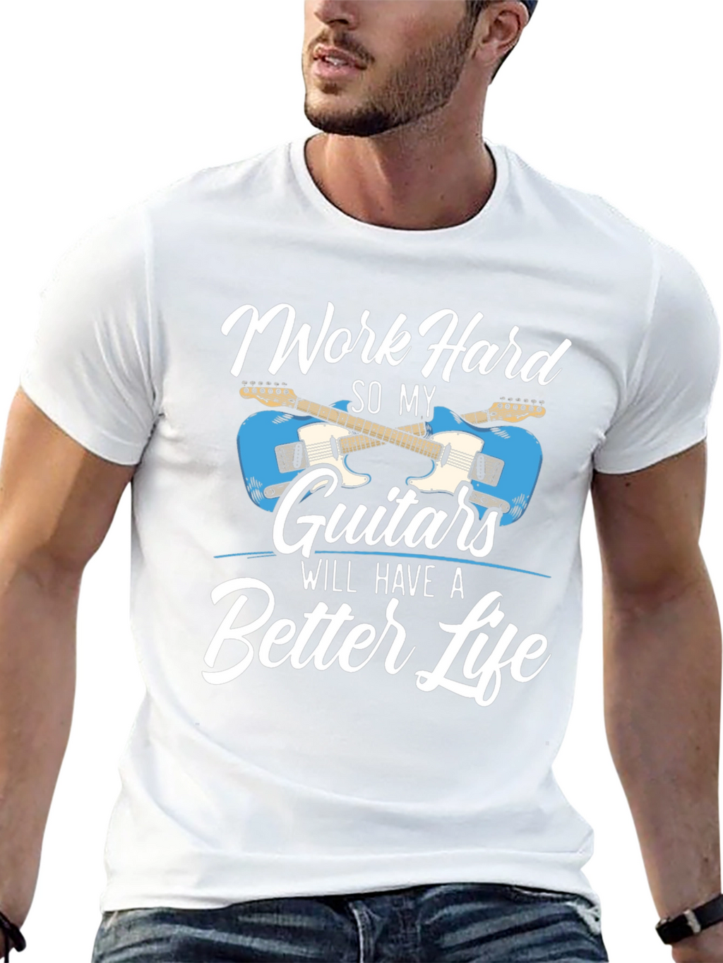 Work Hard Guitars T-Shirt - Musician Tee