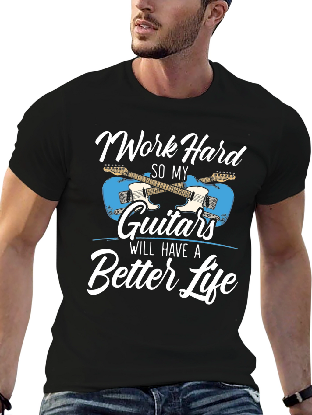 Work Hard Guitars T-Shirt - Musician Tee