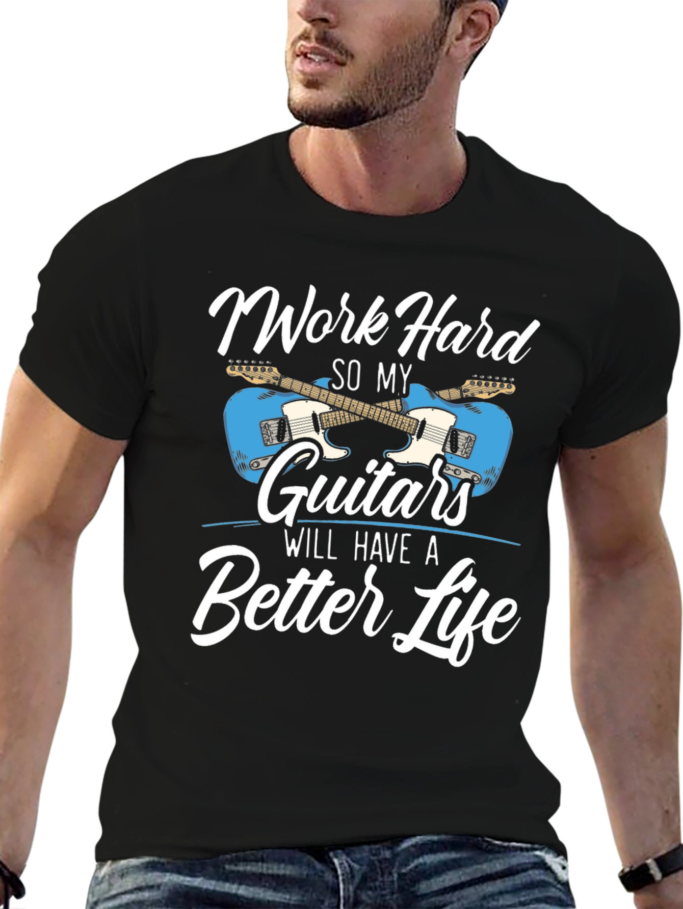 Work Hard Guitars T-Shirt - Musician Tee