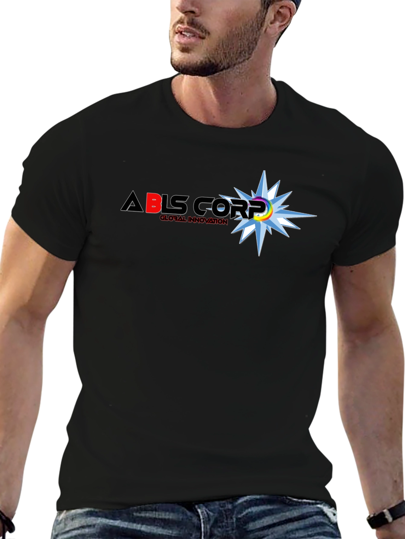 ABLS Corp. Black T-Shirt: Global Innovation Design