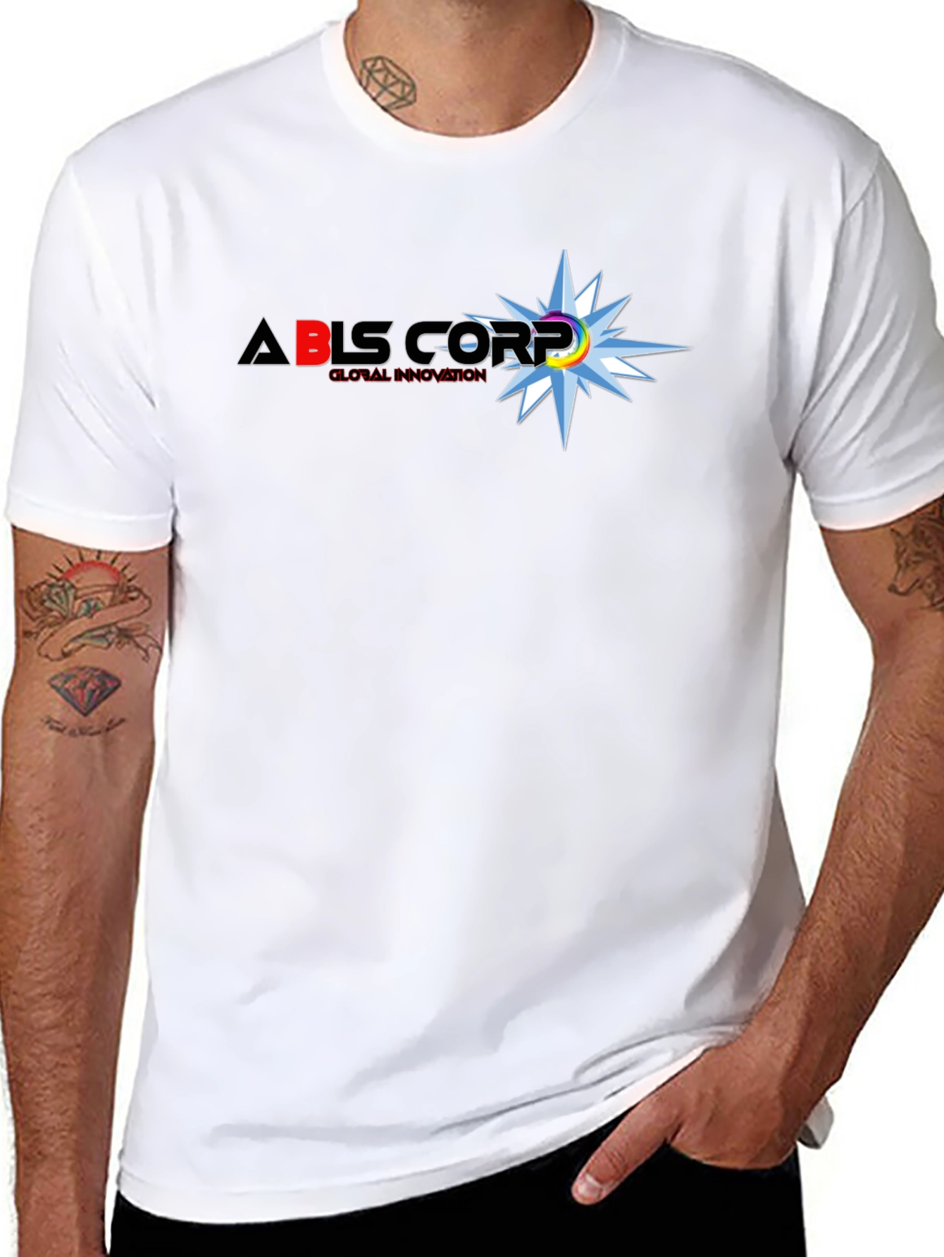 ABLS Corp. Black T-Shirt: Global Innovation Design