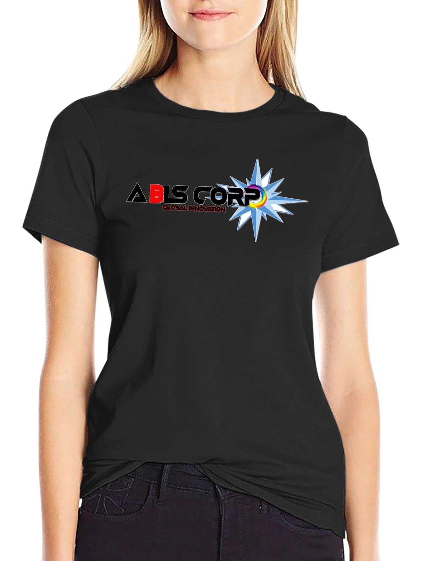 ABLS Corp. Black T-Shirt: Global Innovation Design