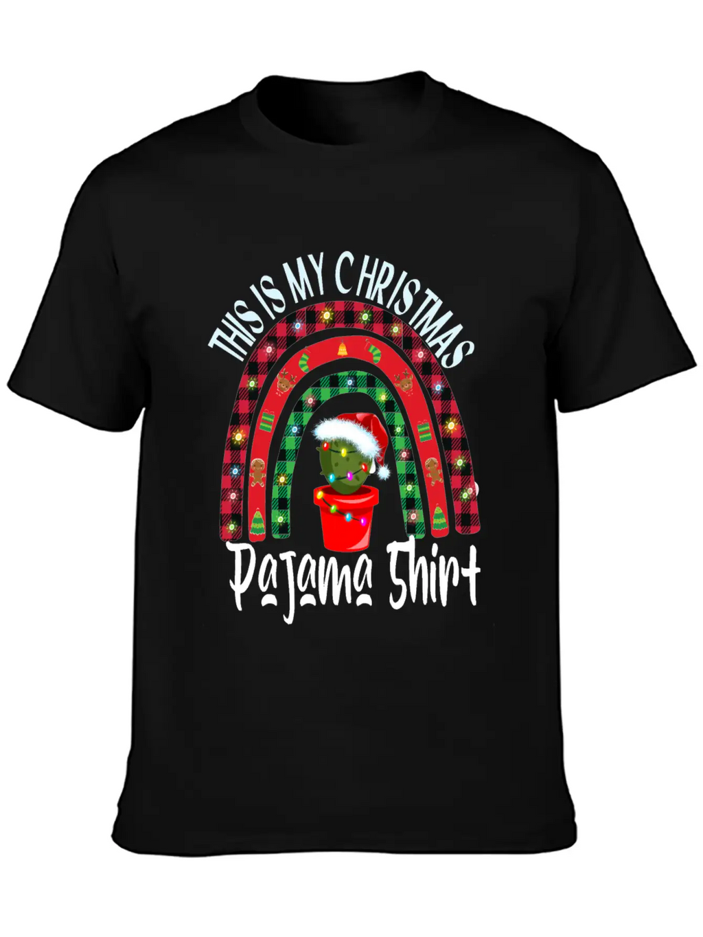 Xmas Rainbow Cactus Santa Hat Buffalo Pajama Classic Cotton Tee – Unisex Comfort For Any Season