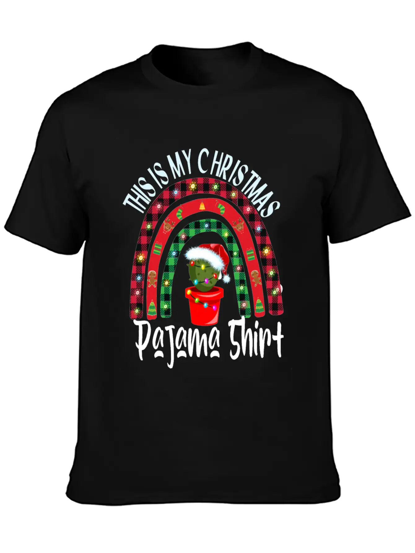 Xmas Rainbow Cactus Santa Hat Buffalo Pajama Classic Cotton Tee – Unisex Comfort For Any Season
