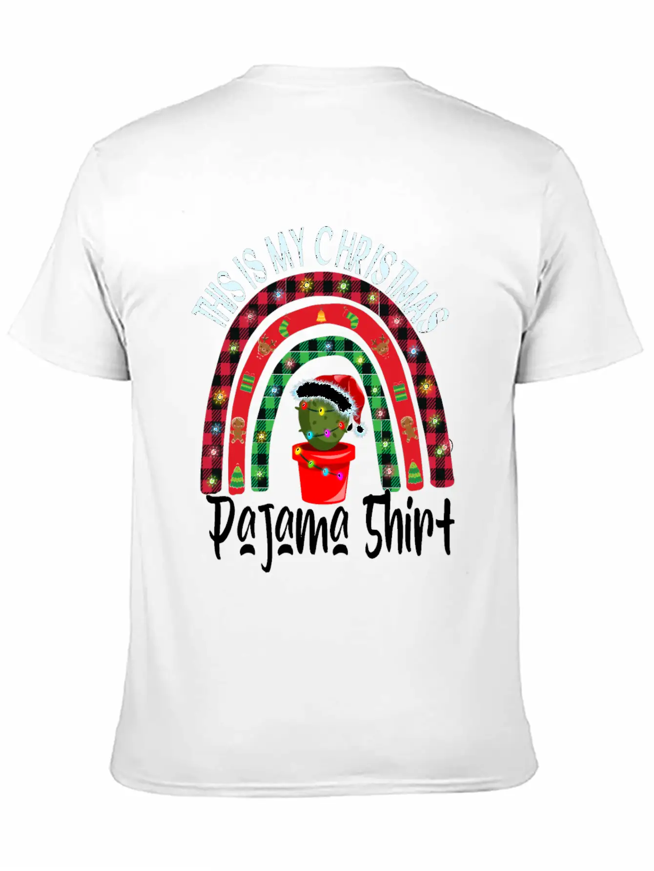 Xmas Rainbow Cactus Santa Hat Buffalo Pajama Classic Cotton Tee – Unisex Comfort For Any Season