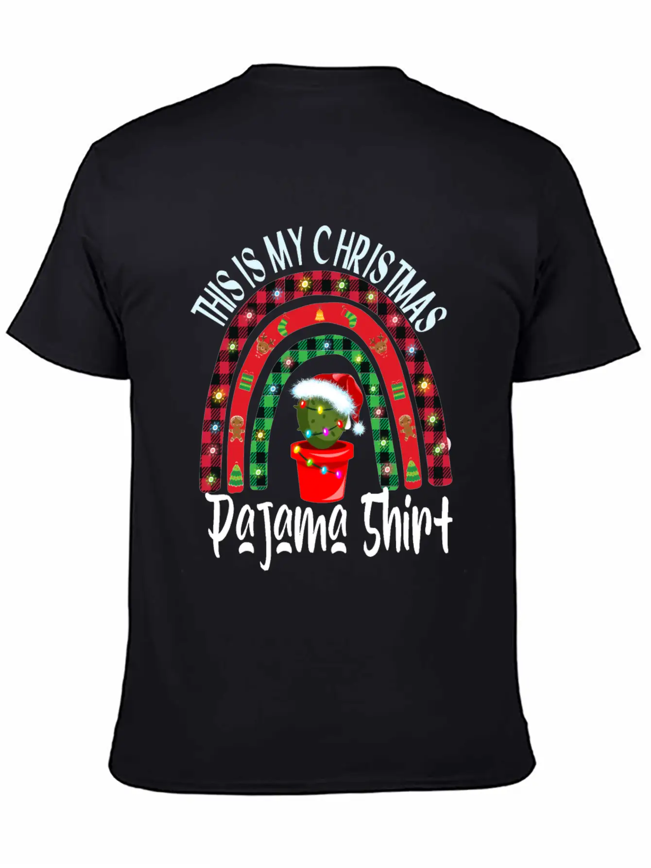 Xmas Rainbow Cactus Santa Hat Buffalo Pajama Classic Cotton Tee – Unisex Comfort For Any Season