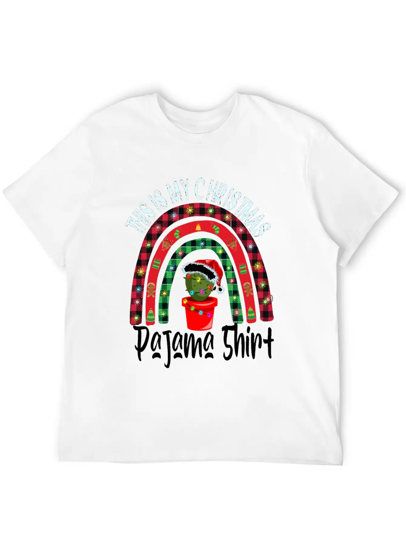 Xmas Rainbow Cactus Santa Hat Buffalo Pajama Classic Cotton Tee – Unisex Comfort For Any Season