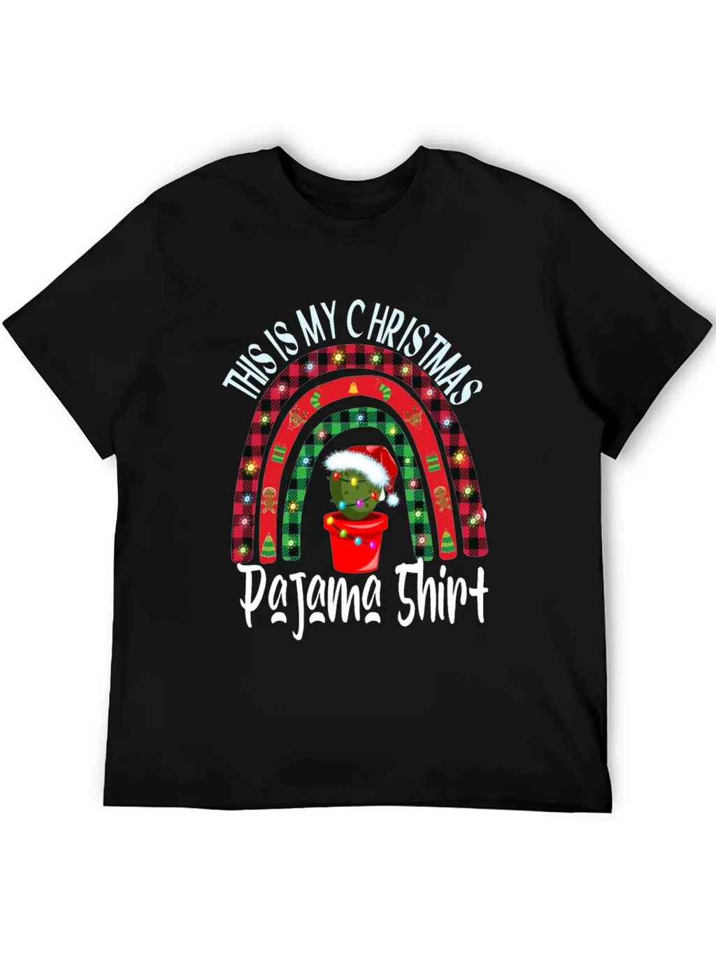 Xmas Rainbow Cactus Santa Hat Buffalo Pajama Classic Cotton Tee – Unisex Comfort For Any Season