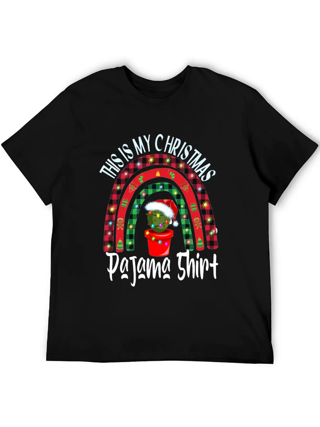 Xmas Rainbow Cactus Santa Hat Buffalo Pajama Classic Cotton Tee – Unisex Comfort For Any Season