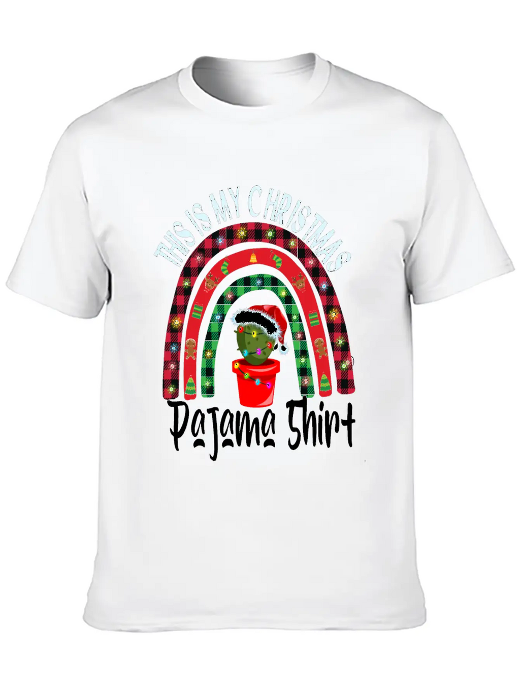 Xmas Rainbow Cactus Santa Hat Buffalo Pajama Classic Cotton Tee – Unisex Comfort For Any Season