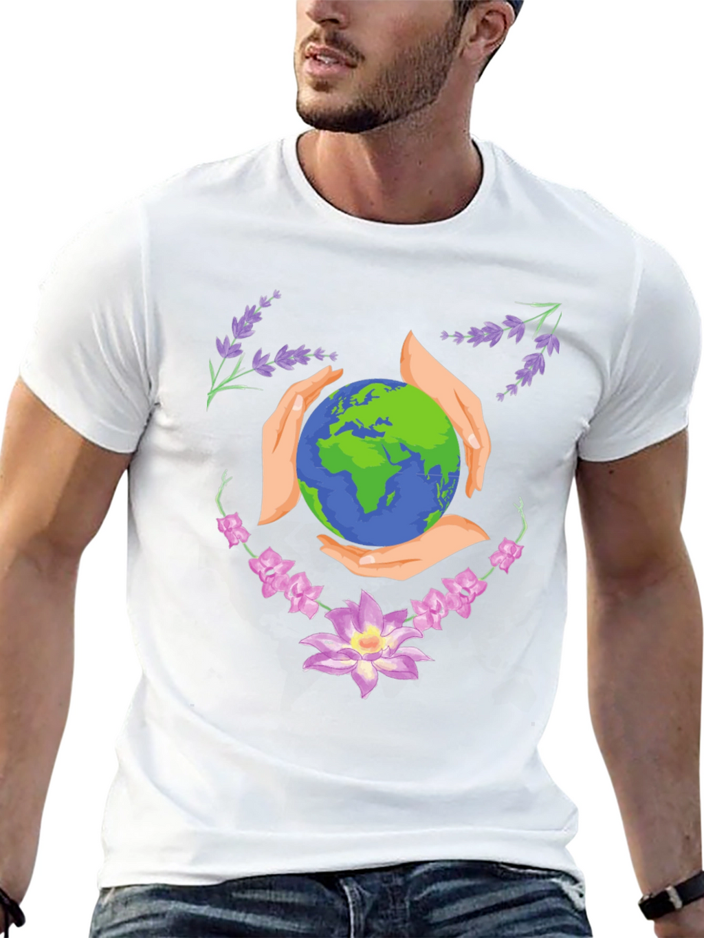 Earth Hands Floral Black T-Shirt