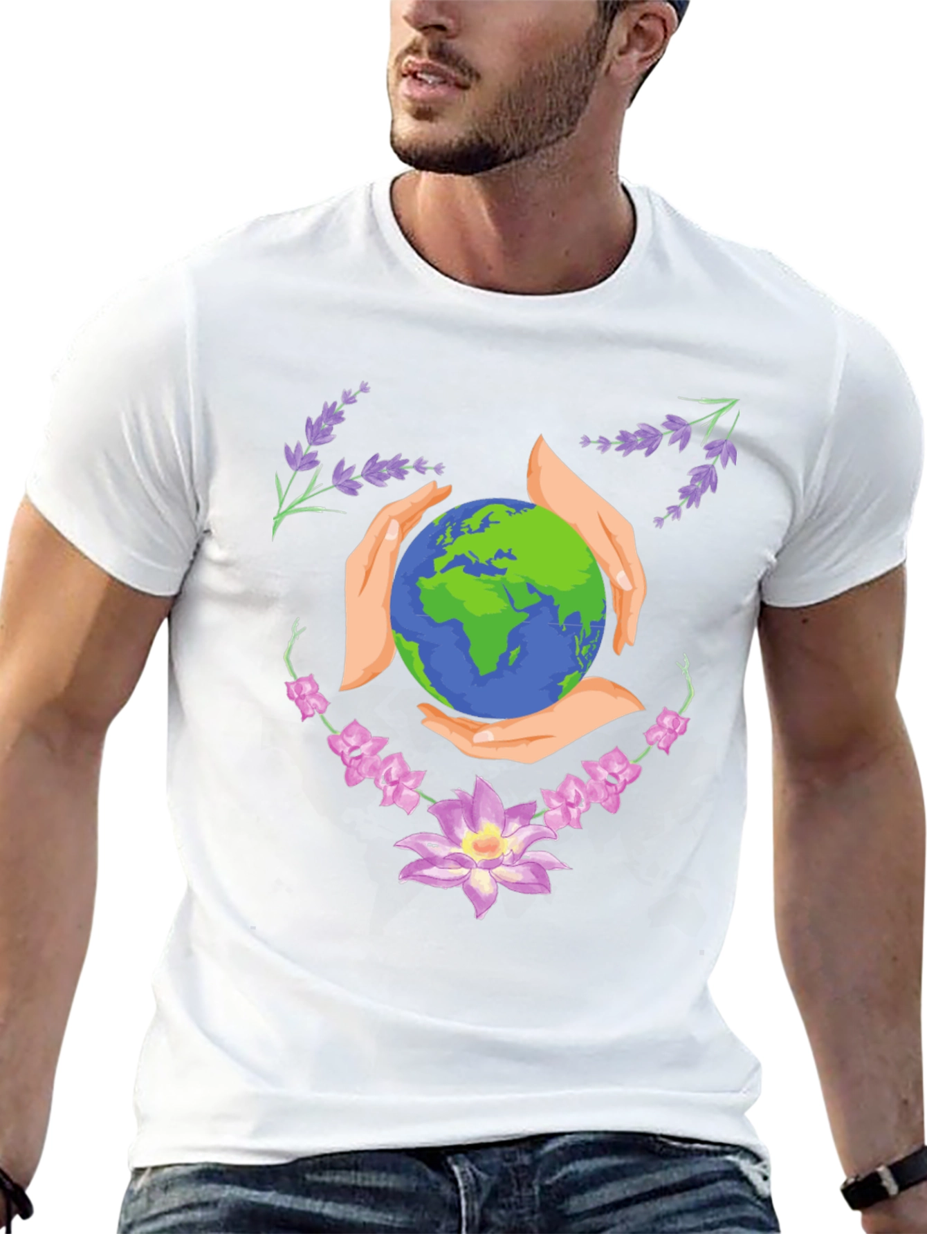 Earth Hands Floral Black T-Shirt