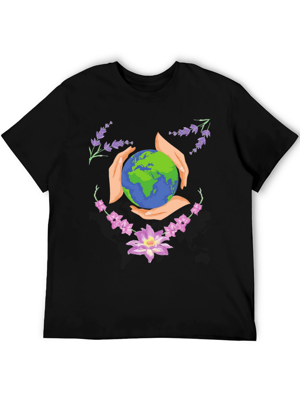Earth Hands Floral Black T-Shirt